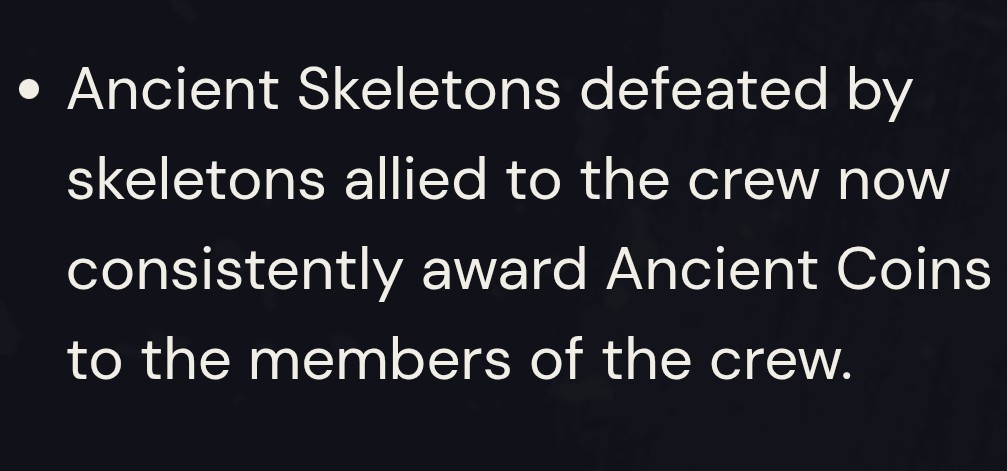 Shoodaddy13's tweet photo. Hard to believe this was a controversial change, but I know people that think "If you don't kill the Ancient Skele yourself you shouldn't get the ancient coins." 

#SoT #SeaOfThieves https://t.co/cQA5VFrych