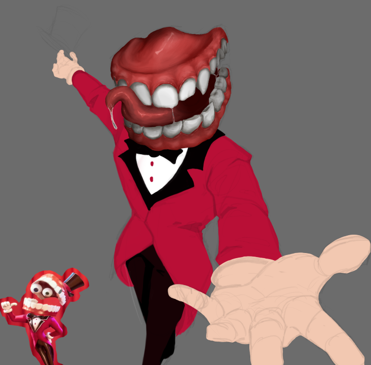 MeowMyGun's tweet photo. i forgot how to draw clothes wtf do i do #TADC #help #caine #WIP https://t.co/nKFp9WtuSD