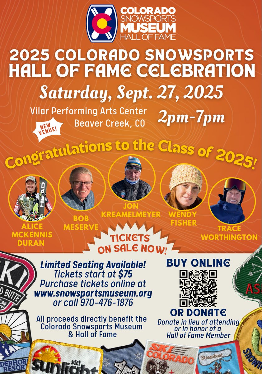 COSnowsportsMus's tweet image. The Colorado Snowsports Hall of Fame will be hosting the 2025 Hall of Fame Celebration NEXT Saturday. There are only a few balcony seats left, so secure yours today or browse our other elevated ticket options.

More information: snowsportsmuseum.org/event/2025-col…