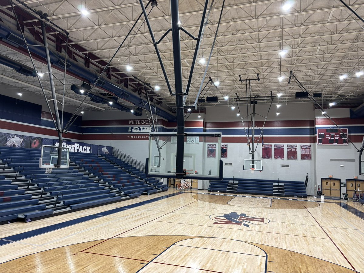CoachFidler's tweet photo. New bleachers and gym floor completed in The Bank! Thank you to @LexingtonOne and all of those involved in getting this much needed upgrade for our gym sports. Come to White Knoll on September 30th for our first event as our volleyball team hosts a region contest https://t.co/HqyBvJasQB