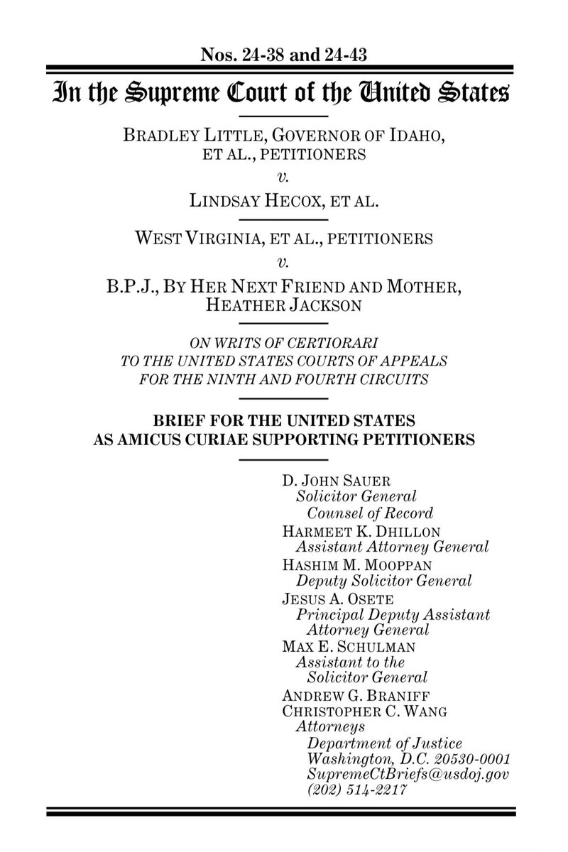 AAGDhillon's tweet image. Today, at the Supreme Court, the @CivilRights Division stood up for girls! Title IX was meant to preserve the integrity of girls’ sports, and not allow boys to take away their trophies.