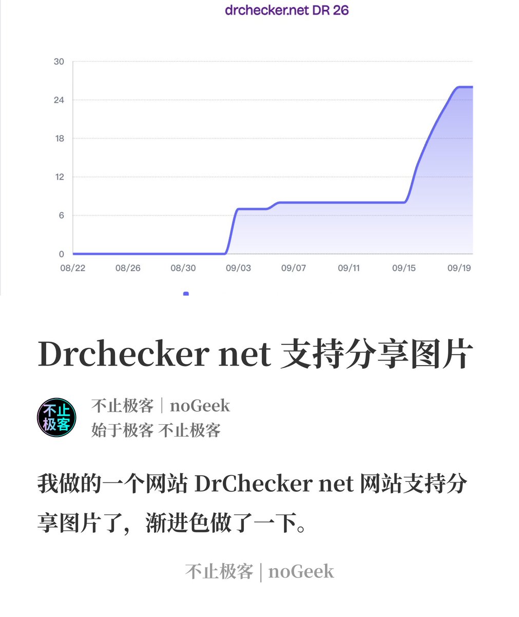 我做的一个网站 DrChecker net 网站支持分享图片了，渐进色做了一下。