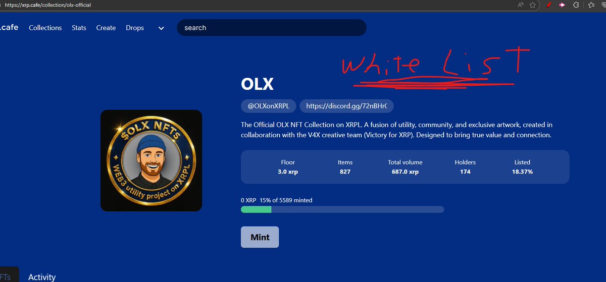 🎉 OLX NFT White List looking great… 🚀
👉 Public Mint starts Mon, Sept 22!
⚡ Not too late to join – I’m adding more addresses tonight!
💎 Sat &amp; Sun: Mint for only 1 XRP. WOW!

🔗 xrp.cafe/collection/olx…