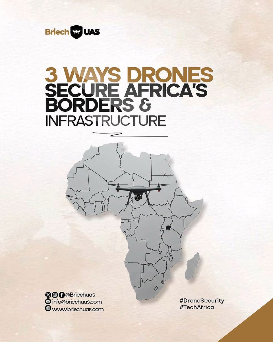BriechUAS's tweet image. 3 Ways BriechUAS drones secure Africa 🌍
1️⃣ Border surveillance
2️⃣ Pipeline protection
3️⃣ Next-gen innovation 🇳🇬 

Africa’s future is Made in Nigeria. 
#DroneSecurity #MilitaryTech #BriechUAS