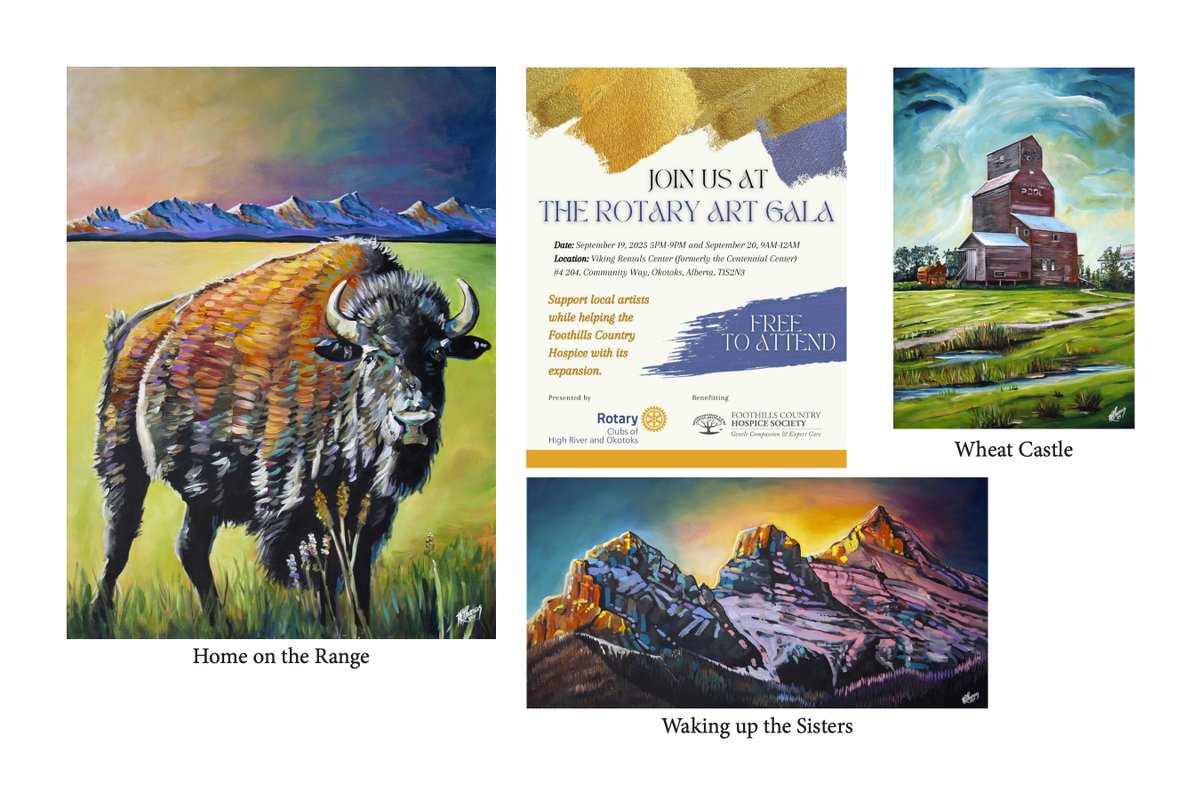 It's a big couple of days for over 50 artists in the Foothills as the Rotary Art Gala takes over the Viking Rental Centre. I'm super excited to have three pieces at the event that support Foothills Country Hospice. #okotoks #yyc #highriver