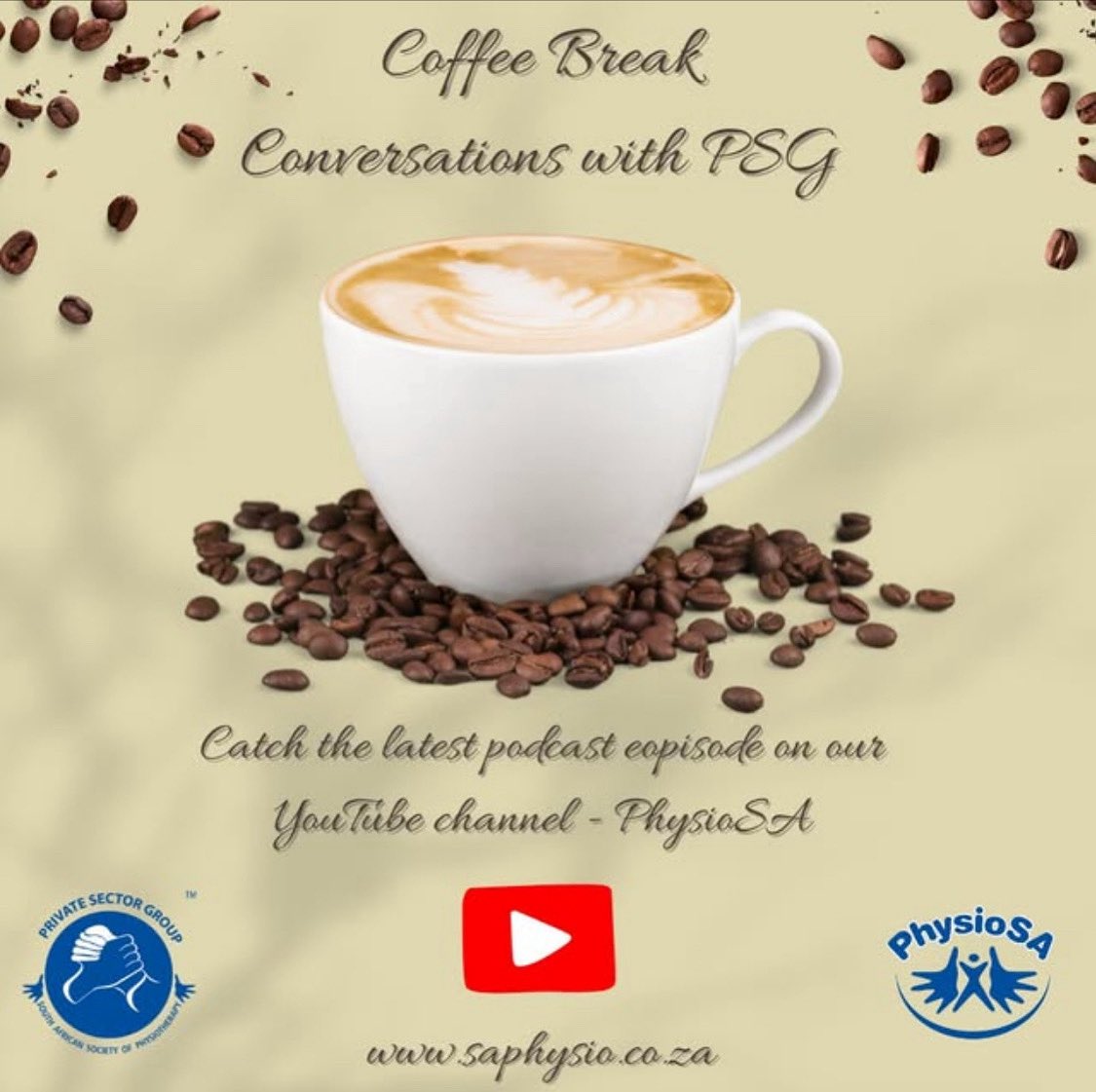 We just dropped Episode 4 of Coffee Break Conversations with PSG 🎥☕

👉 Watch now: youtu.be/Whzwr2sIC3M

Like, comment, share &amp; hit subscribe so you don’t miss what’s coming next!
#PhysioSA #ChoosePhysio