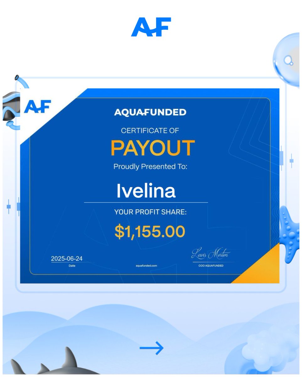 AquaFunded's tweet photo. 5 more traders cashed out big this week with AquaFunded

✅ Ivelina – $1,155.00
✅ Nabeel – $9,000.00
✅ Liu – $3,944.70
✅ Southinkeo – $1,168.20
✅ Puthy – $5,467.39

AquaFunded made it happen. 

We offer a 100% profit split – every dollar you earn is yours.

Plus, your first reward can be in your account in just 7 days.

Trade with us today → https://t.co/eENYlHRbSN