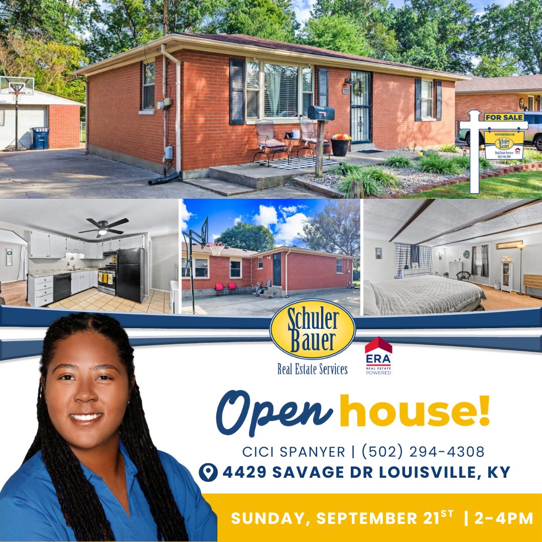 Cici502Realtor's tweet photo. ✨ OPEN HOUSE ✨
📅 Sunday | 🕑 2–4 PM

🏡 3 Bedrooms | 1 Bath | Finished Basement
🛏 Spacious main bedroom
🍳 Eat-in kitchen
🌳 Large yard + covered deck
🛠 2-yr-old roof + 3-yr-old HVAC
🎬 Family room perfect for movie nights
🚗 1-car garage + double driveway https://t.co/EuSAoiZuRr