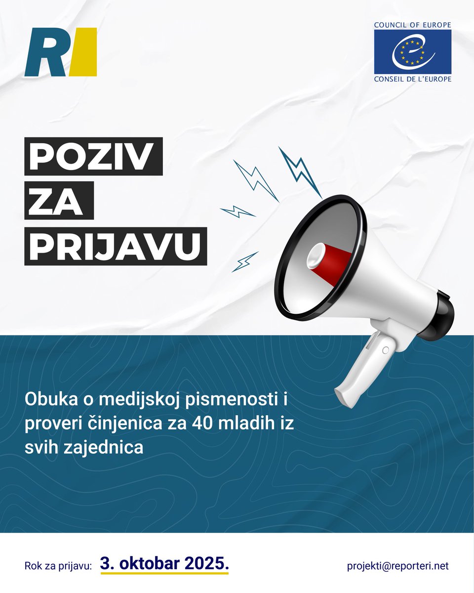 📢𝐓𝐡𝐢𝐫𝐫𝐣𝐞 𝐩𝐞̈𝐫 𝐀𝐩𝐥𝐢𝐤𝐢𝐦 / 📢𝐏𝐨𝐳𝐢𝐯 𝐳𝐚 𝐩𝐫𝐢𝐣𝐚𝐯𝐞 

🔗Detaje/Više: reporteri.net/lajme/thirrje-…