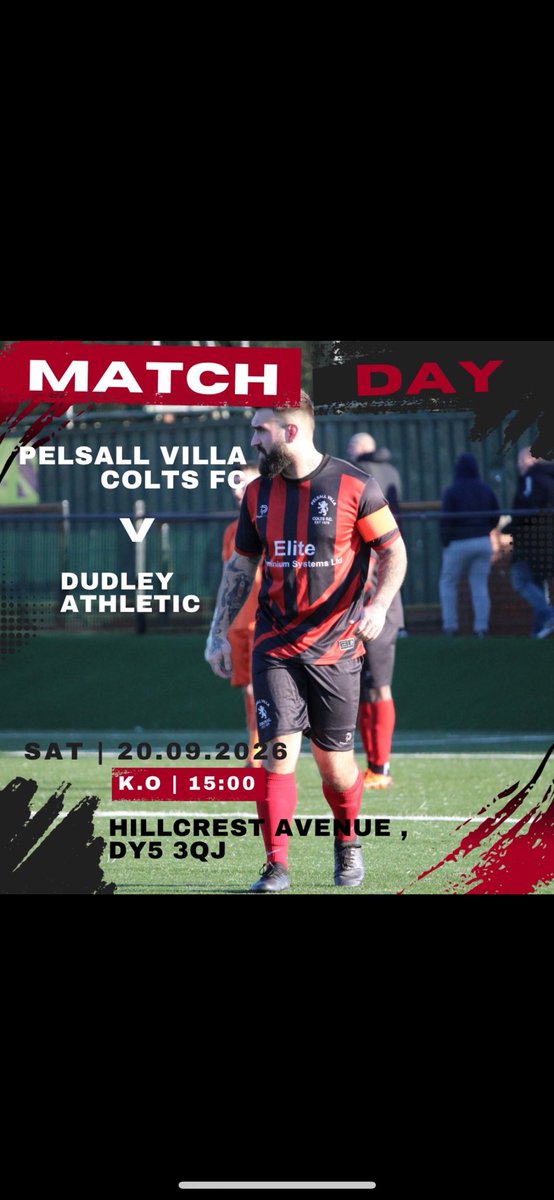 Pelsall Villa Colts FC (@fcpelsall) on Twitter photo Next up <a href="/DudleyAthletic1/">Dudley Athletic</a>
All Support Appreciated as always
๐ Dudley Athletic
๐ Saturday 20th September
โฐ 15:00
๐ซ ยฃ5 Adults ยฃ3 Concessions
๐๏ธ Hillcrest Avenue , Brierley Hill , DY5 3QJ
๐ป refreshments available
โค๏ธ๐ค Next up <a href="/DudleyAthletic1/">Dudley Athletic</a>
All Support Appreciated as always
๐ Dudley Athletic
๐ Saturday 20th September
โฐ 15:00
๐ซ ยฃ5 Adults ยฃ3 Concessions
๐๏ธ Hillcrest Avenue , Brierley Hill , DY5 3QJ
๐ป refreshments available
โค๏ธ๐ค