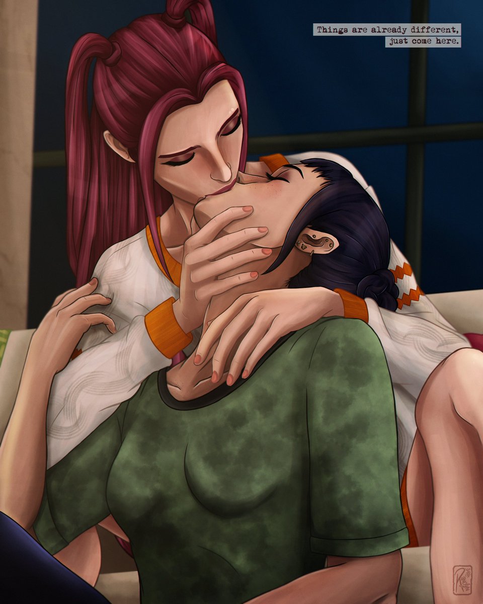 ranclyn_'s tweet image. Zoemira: First Kiss

—
A short story of how I imagine Zoemira’s first kiss.

It all takes place before the movie (Canon). Eventually, Rumi will catch them in the act… but for now, this is their very first shared secret 🩷💙

#KPOPDEMONHUNTERS #Zoemira #KPDH