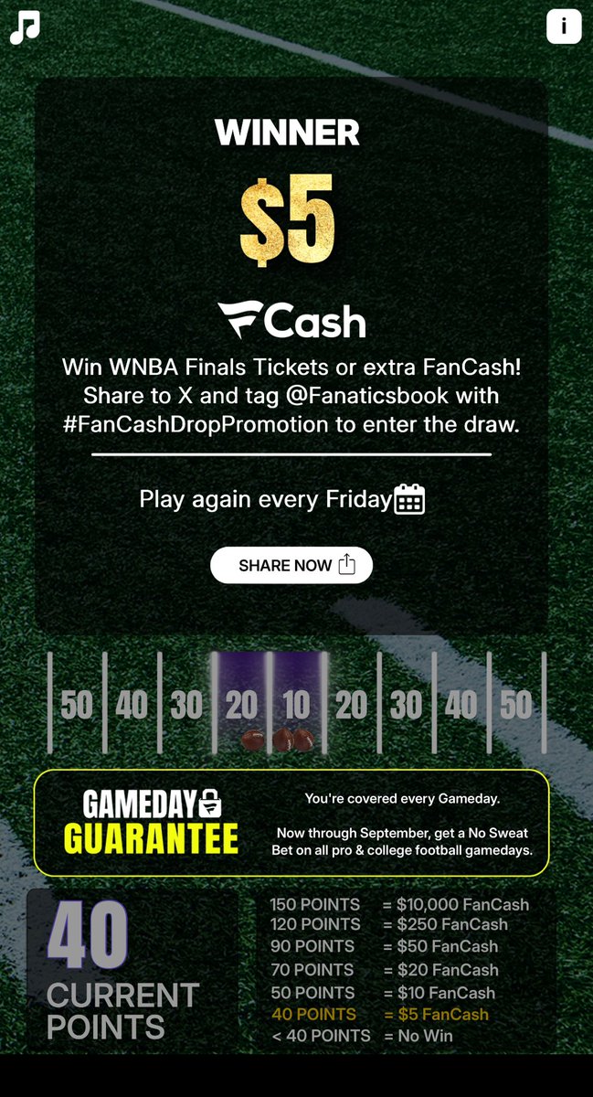 Play the #FanCashDropPromotion today

⁦<a href="/FanaticsBook/">The Home of FAIR PLAY™</a>⁩ with the early day W! fanatics.onelink.me/5kut/p6fykbjo