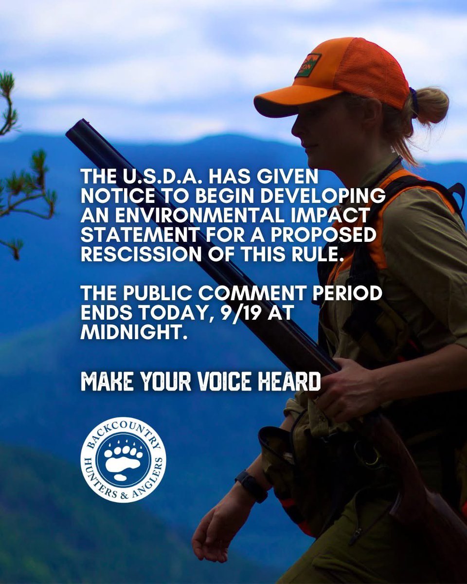 It’s go time.

You know the facts. You’ve heard the stories of your fellow public land owners, hunters and anglers. Today is the last day to make your voice heard on the Roadless Rule.

Already commented? Thank you.

Haven’t yet? It’s fast, easy, and crucial.