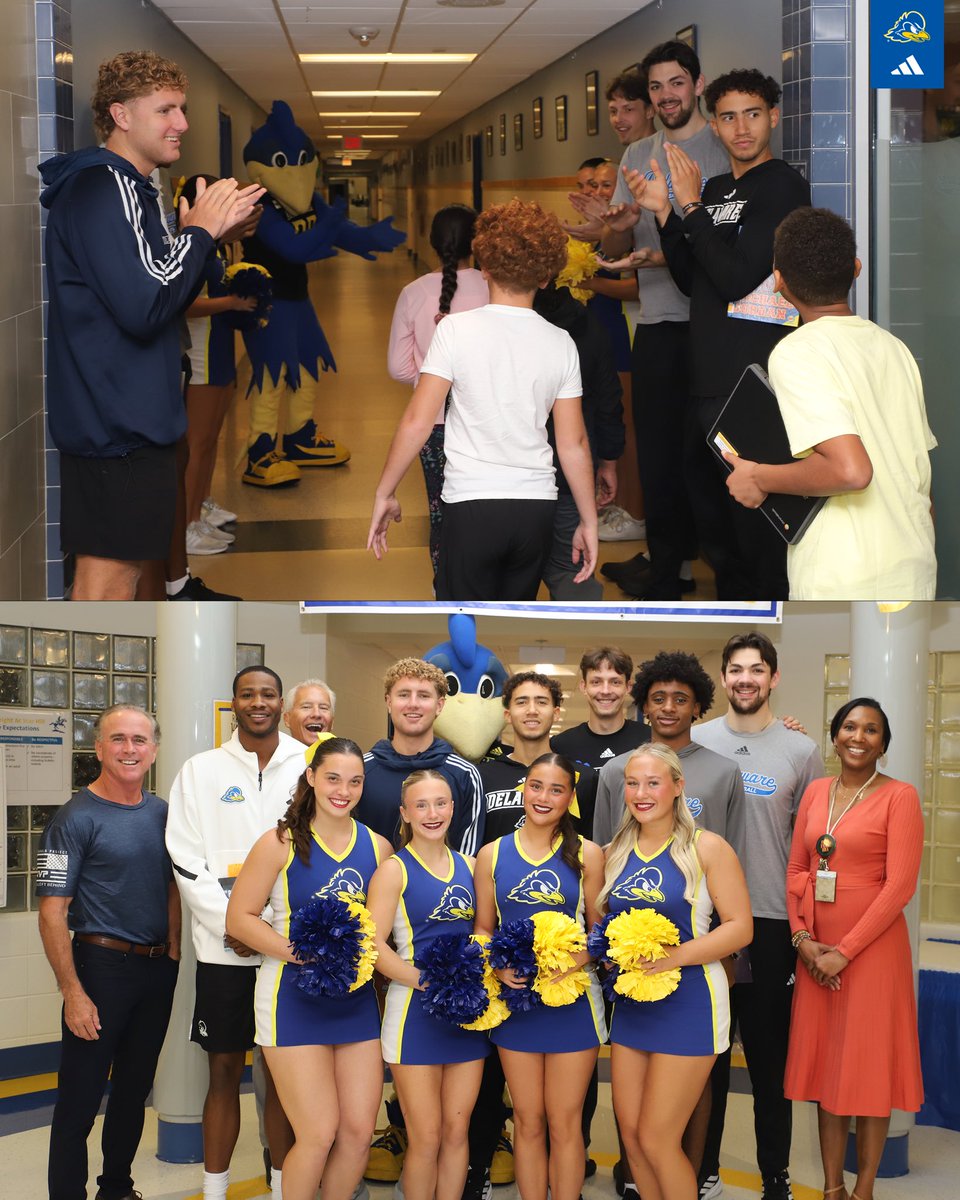 Hens out in the community 💙📚🤝

Yesterday some of the Delaware men’s basketball players, cheerleaders, and YouDee visited two elementary schools to read books and spread that UD pride!