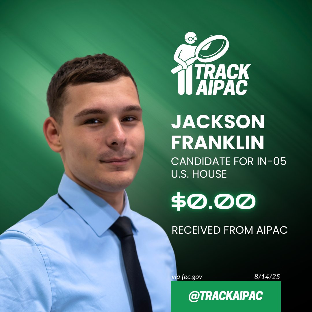 AIPAC Tracker (@trackaipac) on Twitter photo Chip in to help <a href="/JacksonFrankli/">Jackson Franklin</a> unseat AIPAC's Victoria Spartz! Chip in to help <a href="/JacksonFrankli/">Jackson Franklin</a> unseat AIPAC's Victoria Spartz!