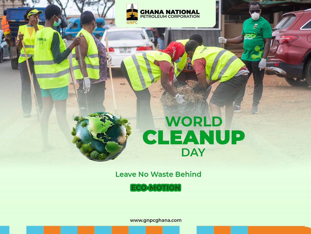 GNPCGhana's tweet image. September 20, is #WorldCleanupDay 🌍

GNPC joins the global call to action!
This year’s theme, “Strive for Five”, reminds us to reuse, donate, upcycle &amp;amp; repurpose textiles to cut down fashion waste.

Little actions, big impact. 💚

#EcoMotion #LeaveNoWasteBehind #EmpoweringDreams