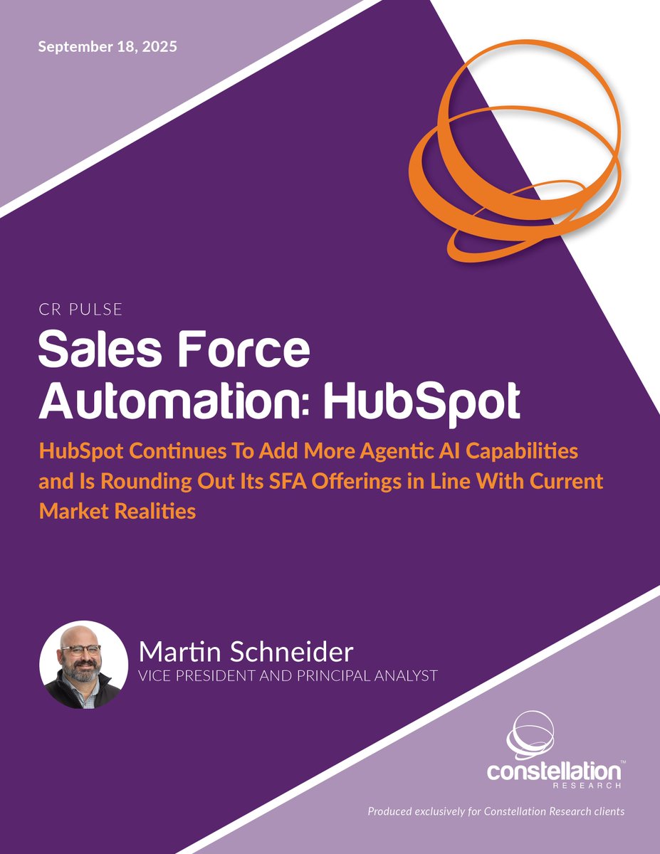 constellationr's tweet image. 🚀 @HubSpot leads the way in #SalesForceAutomation! AI copilots, sleek UX, and low-code integration are turning SFA from a “productivity drain” into a quota-crushing powerhouse. 📈 Check out @CR_MSchneider’s report: zurl.co/eyfS4 #SalesTech #AI