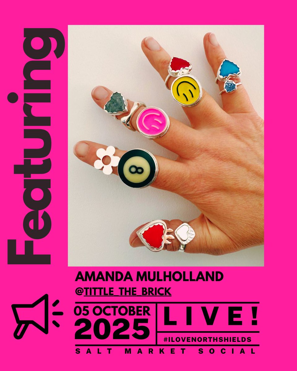 ✨ Stallholder Spotlight – I Love North Shields LIVE ✨Meet Amanda (Mandy) Mulholland, the maker behind @tittle_the_brick Newcastle born and bred, Mandy creates one-of-a-kind rings, pendants and earrings – all lovingly handmade from recycled silver.