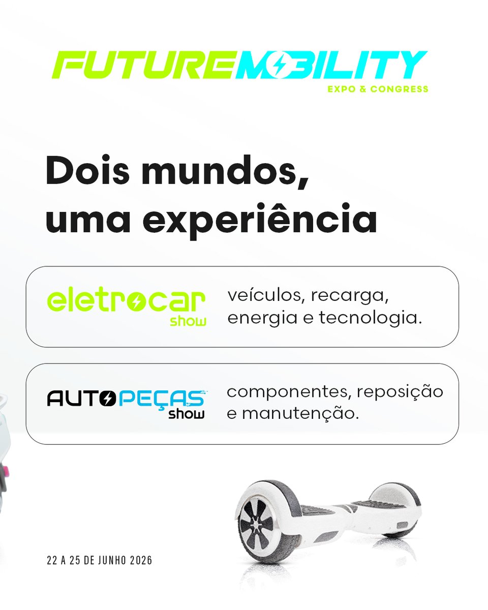 futuremobility_'s tweet photo. Em 2026, nasce a Future Mobility: o encontro completo da mobilidade elétrica e híbrida no Brasil. Conecte-se com decisores de varejo, logística, integradores e distribuidores. Veículos, energia, componentes e pós-venda, tudo em um só lugar. #FutureMobility https://t.co/Qp80ZCnwLP