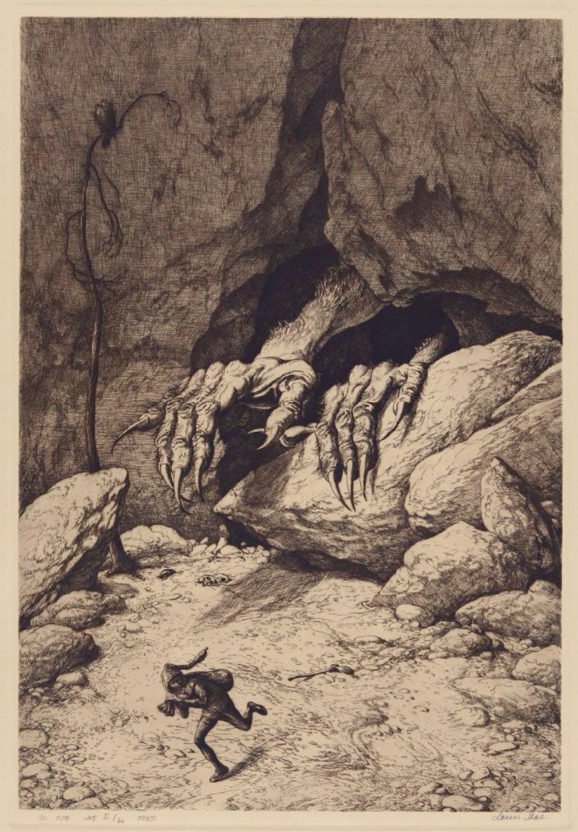 "Opus 107: Skattegraveren" (The Treasure Digger) 1925 by the renowned Norwegian painter, illustrator, and writer, Louis Moe (1857-1945).