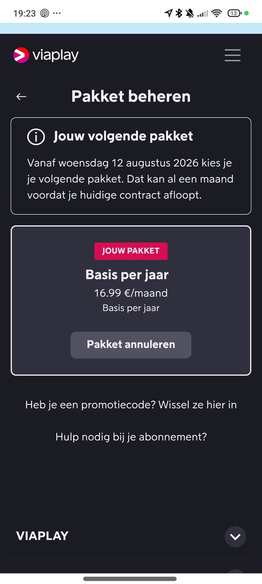 En dit is dus hoe je wordt verneukt 🤔
Netjes voor 8 September weer een jaarcontract afgesloten &amp; toch betaal ik €16,99. Hoe dan <a href="/viaplay/">Viaplay</a> @viaplaysportnl ?!
