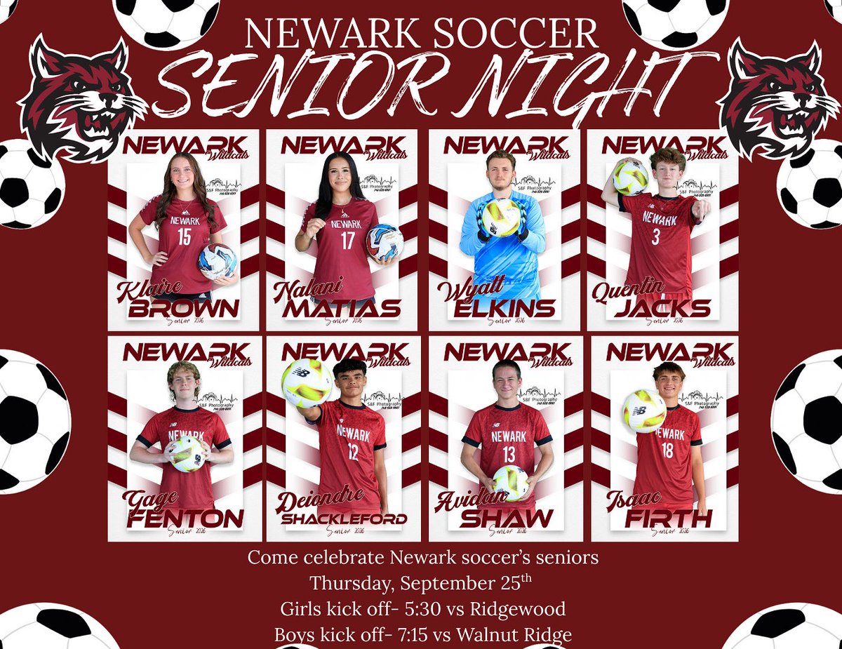 nhssoccer_girls's tweet photo. Please come celebrate our seniors on September 25th! There will be a 50/50 raffle and a great celebration!! Go cats!! @NewarkWildcats https://t.co/iKOutGxhJK