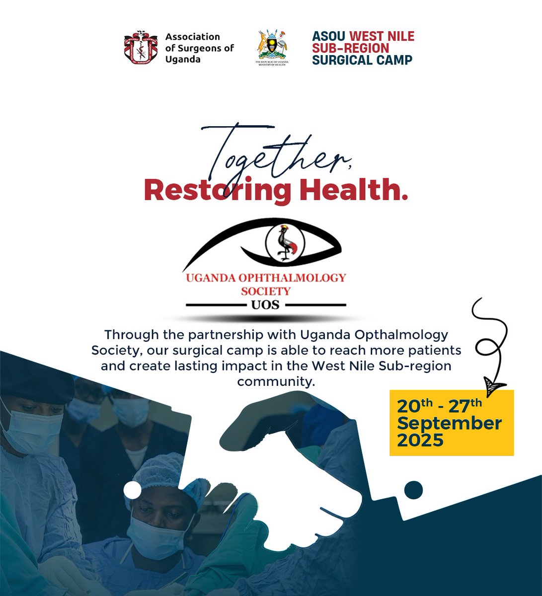 The West Nile Sub-Region Surgical Camp Juuu!! We are excited to partner with <a href="/ASOU_Official/">Association of Surgeons of Uganda (ASOU)</a> to bring Eye surgical services to the people of West Nile. Our blades are sharpened, our hands steady.  A right to sight <a href="/MinofHealthUG/">Ministry of Health- Uganda</a>