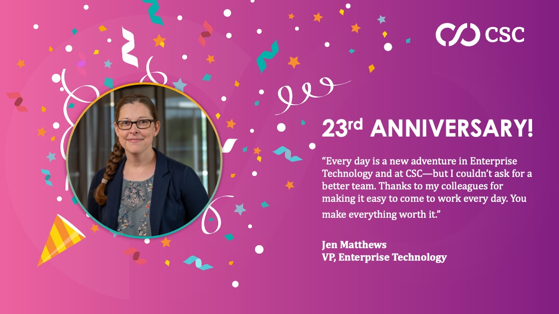 CSCGlobal's tweet image. 🎉 Celebrating Carmen, Jen, Andy, and Lauren! 15 to 31 years of impact, growth, and great teammates.
Read what’s kept them thriving over the years ➡️
#BeCSC #CSCCareers #Workiversary