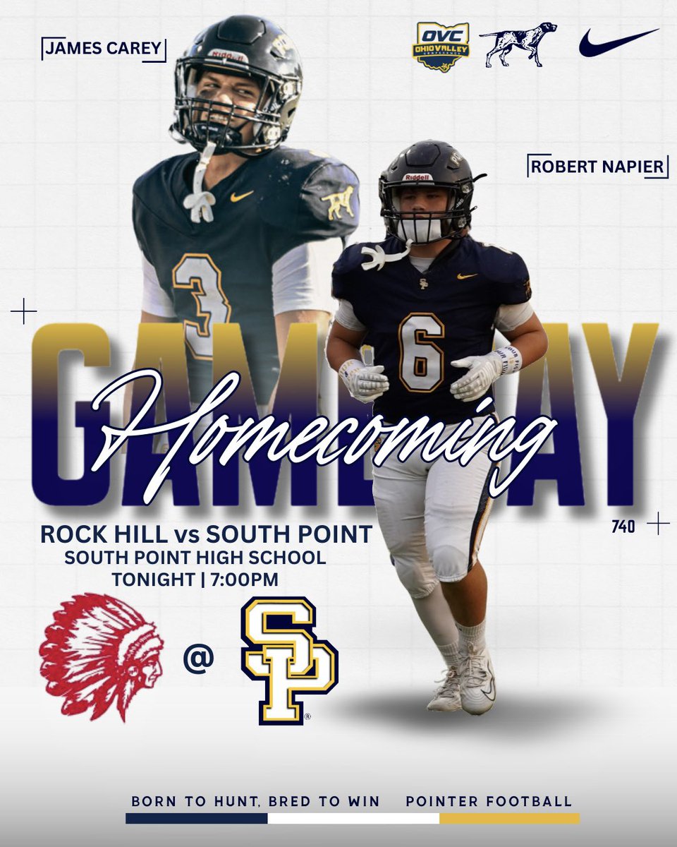 🏈🔥 HOMECOMING 2025 🔥🏈
It’s Game Day in South Point!

The Pointers (2-2) are hungry to bounce back as they open up conference play against the Rock Hill Redmen (3-1). After a tough loss, the stage is set for a big-time response in front of our hometown crowd.

💥 Alumni