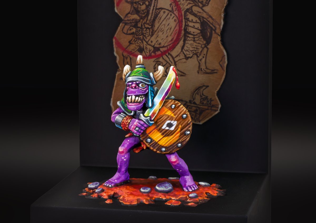 Recently I bought the oldest most down trodden mini I could find on eBay for one of my Olhammer Makeovers!!

He is a Citadel Orc from 1983 and is my next Golden Demon entry!! 

Im NOT expecting a win AT ALL I just wanted to give the lil guy a chance to dress up :') 

#Warhammer