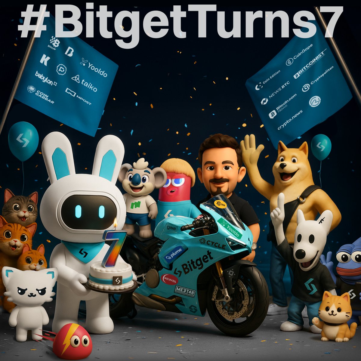 JoshWeb3Tech's tweet image. 🔥 Your Roadmap to Winning Big with Bitget’s 7th Anniversary
@bitgetglobal is celebrating its 7th birthday with something truly special: the #GearUpTo7 Sprint Challenge 🚀. A racing-style mini-game inspired by MotoGP, combined with crypto predictions, and powered by a 400,000…