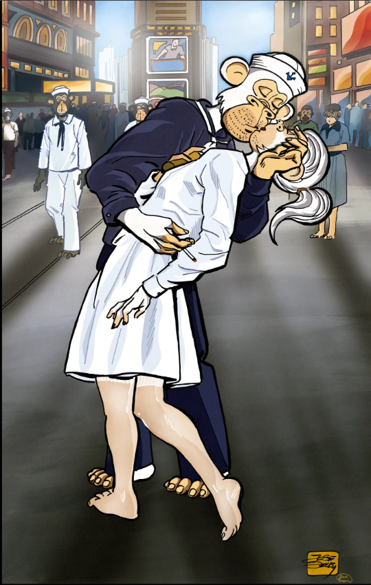 Reality vs. 🐒

Jose created several famous art pieces Ape-style, including V-J Day in Times Square by Alfred Eisenstaedt.

Comment below if you collected “A Not So Boring Kiss!”

niftygateway.com/marketplace/co…

<a href="/BoredApeYC/">Bored Ape Yacht Club 🍌</a> <a href="/niftygateway/">Nifty Gateway Studio</a>