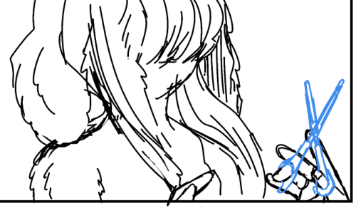 1枚目ハサミの持ち方こんなもんやろ!で描いた絵
2枚目ちゃんと美容師のハサミの持ち方見て描いた絵
資料を見て描くのはやっぱり大事だなって 