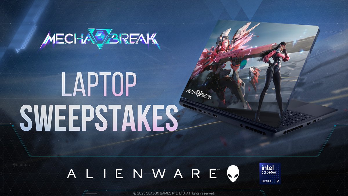 Mecha BREAK (@mechabreak) on Twitter photo Pilot the launch of Mecha BREAK Season 1 in style! We're giving away a custom <a href="/Alienware/">ALIENWARE</a> 16X Aurora Gaming Laptop up for grabs from our friends at @intelgaming, themed after the legendary Narukami Type-S and pilot Kanon Kamiya.
To win this epic rig:
โค๏ธ Like
โ Follow <a href="/MechaBREAK/">Mecha BREAK</a> Pilot the launch of Mecha BREAK Season 1 in style! We're giving away a custom <a href="/Alienware/">ALIENWARE</a> 16X Aurora Gaming Laptop up for grabs from our friends at @intelgaming, themed after the legendary Narukami Type-S and pilot Kanon Kamiya.
To win this epic rig:
โค๏ธ Like
โ Follow <a href="/MechaBREAK/">Mecha BREAK</a>