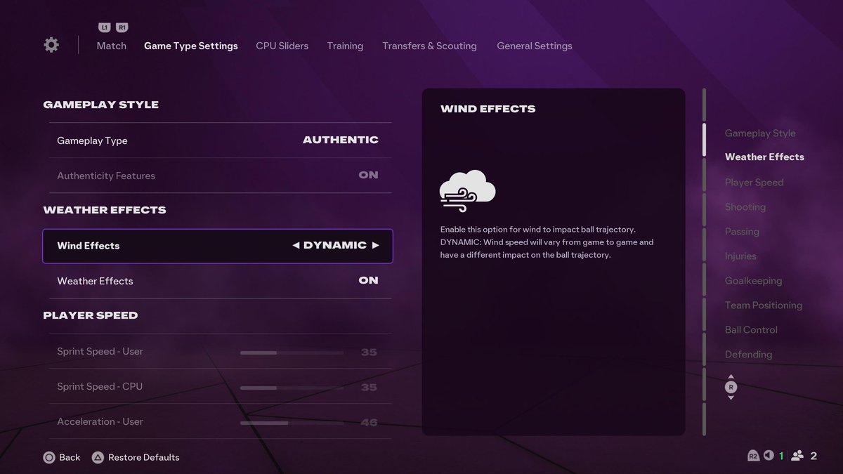 We can finally choose 'Dynamic' Wind setting that i suggested last year! ✅️ #FC26