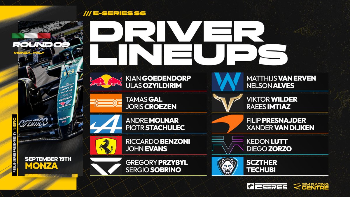 PremierSimGL's tweet image. E Series is LIVE at Monza! 🇮🇹

Here&apos;s who&apos;s racing tonight ⬇️

🔴 youtube.com/watch?v=PP4MJE…

#PSGLESeries
