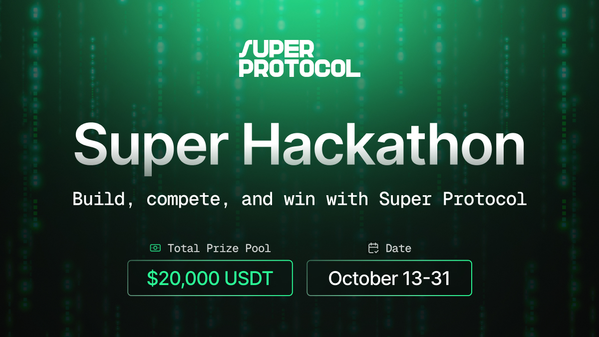 super__protocol's tweet image. ⚡️Breakout! Super Protocol is launching its first Super Hackathon and early registration is live now!

🗓Competition period: October 13-31, 2025

    Super Hackathon is a global competition focused on migrating and scaling open-source dApps on opBNB and connecting them to Oracle…