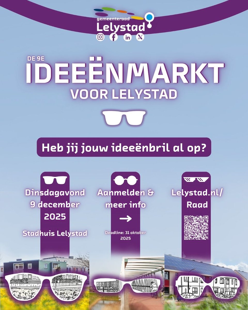 Op 9 december organiseert de Gemeenteraad van Lelystad de Ideeënmarkt 2025. Alle ideeën zijn welkom, wil je extra tips en trucs? Kijk dan snel op lelystad.nl/raad