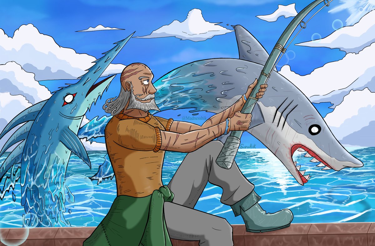 Santiago Hemmingold

Atman: Water-Soul

Santiago, an old sea dog who still knows how to survive effectively in the worst waters one can navigate, his "Drilling Marlin" and "Crazavenger Shark" abilities are as useful for fishing as they are for underwater combat.
#digitalart #OC