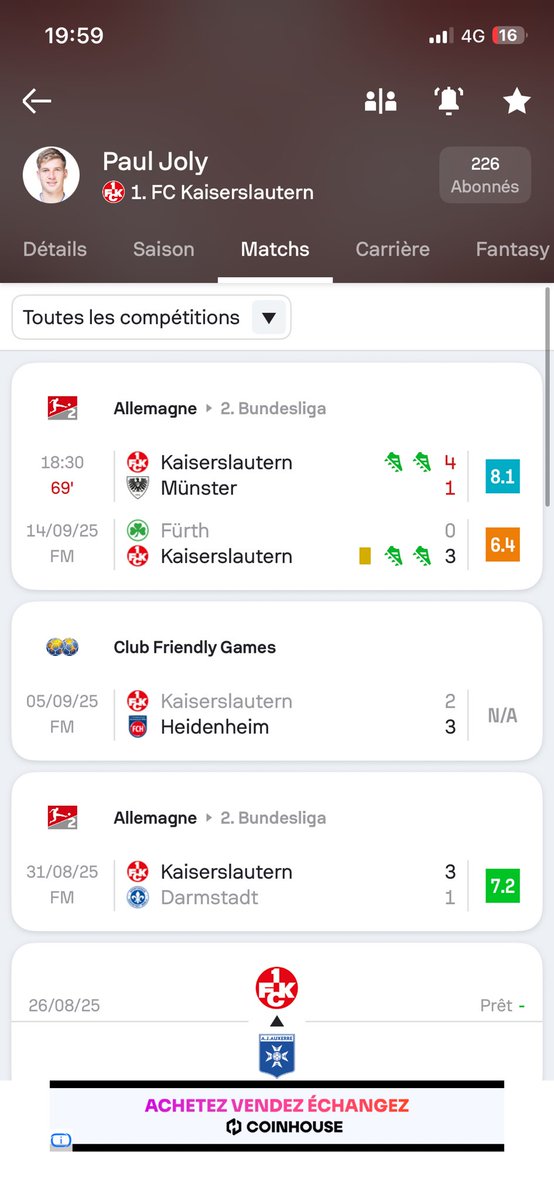 Encore une double passe D pour Paulo, ça lui réussi pour le moment la D2 allemande ! #TeamAJA
