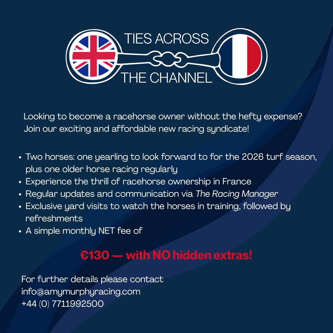 almracing's tweet image. We are delighted to announce the launch of our new and affordable syndicate: Ties Across The Channel 🥂

Share and tag your friends to spread the word about our new syndicate 🤩

🇫🇷 Nous sommes très fiers de vous annoncer le lancement de notre nouveau syndicat accessible à tous :…