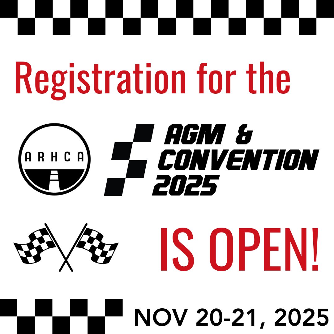 Start your engines! 

Registration for the 2025 November AGM and Conference is now OPEN!

November 20-21, 2025⁠
The Westin Hotel, Calgary

Members can zoom over to our website to register now: arhca.ab.ca/member-events

If your not first, your last! Register now before spaces fill