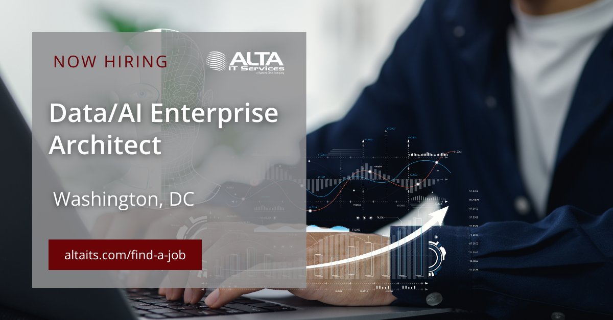 altaitservices's tweet image. ALTA IT Services is #hiring a Data/AI Enterprise Architect for work in Washington, DC. 
#ALTAIT #EnterpriseArchitecture #AIEngineering #DataArchitecture #MachineLearning #CloudComputing
Learn more and apply today: jobs.systemone.com/job/dataai-ent…