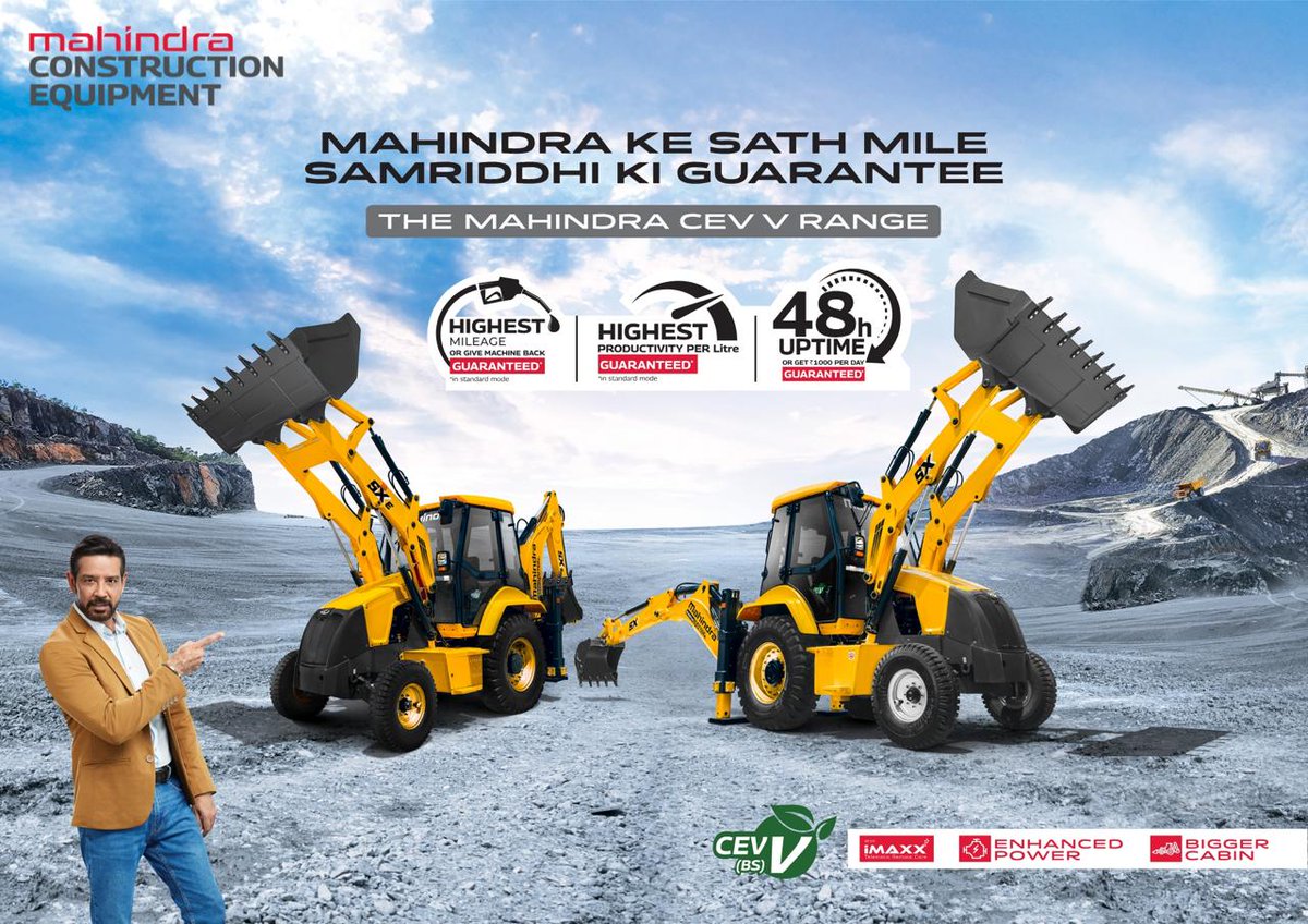 Mahindra_CE's tweet photo. Meet the new EarthMaster CEV V range. More power. More comfort. More prosperity. Guaranteed.
#MahindraConstructionEquipment #MCE #Cev5 #Mahindra https://t.co/31xdME268b