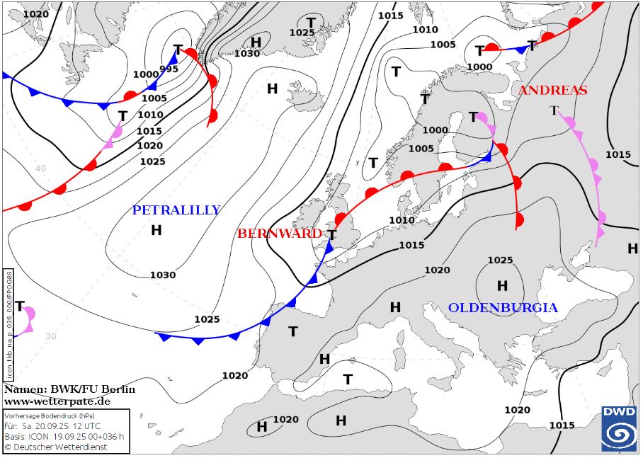Heute wurde "mein" Tief "Bernward" getauft. Bringt eine ordentliche Kaltfront mit...