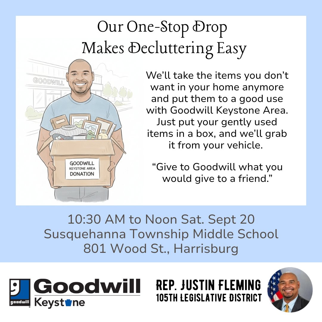 RepJFleming's tweet image. Our Replate and Repurpose event is TOMORROW starting at 10:30! We&apos;ll make decluttering a breeze with our One-Stop Drop♻️🍃

And if your license plate is damaged- bring your license and current plate, we’ll take care of the rest!