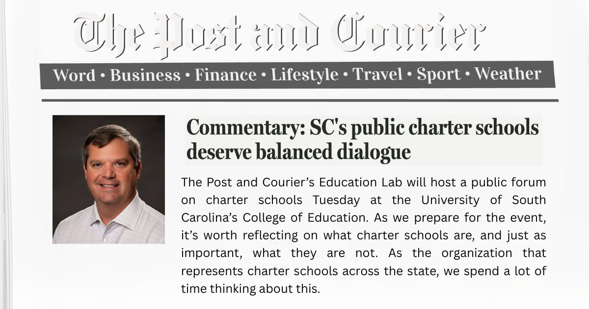 Yes, oversight matters. But so does recognizing progress, innovation, and the options charter schools provide families across South Carolina. Our commentary in <a href="/postandcourier/">The Post and Courier</a>: bit.ly/46sHUhr #CharterSchools