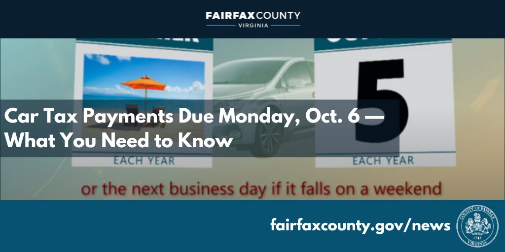 Car Tax payments are due Monday, Oct. 6 🚗

Here's what you need to know: bit.ly/3HXfYKs