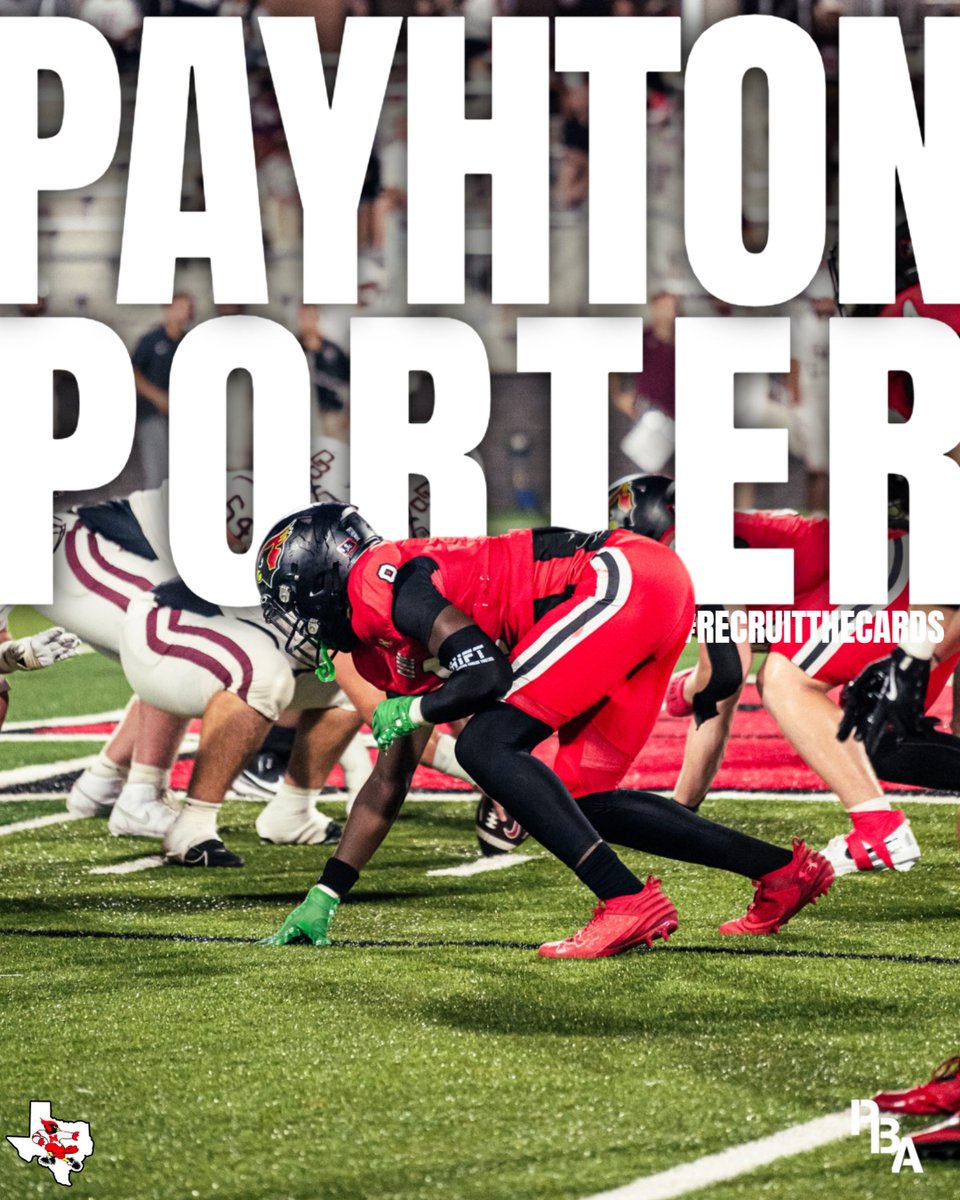 2026 Melissa (TX) DE
Payhton Porter (<a href="/PayhtonPorter_/">Payhton Porter ‘ 26 3⭐️</a>)
6'5 205 lbs

Current Offers: Alabama A&amp;M, Baylor, Houston, Missouri, Oklahoma State, Pitt, Purdue, Sam Houston State, SDSU, SFA, Southern Miss, Texas, Texas A&amp;M, UNLV, Utah, UTEP

1st 3 Games Highlight: hudl.com/video/3/187804…