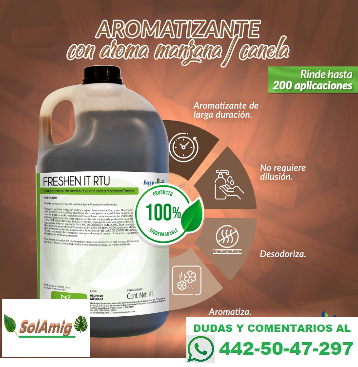SolucionesAmig1's tweet photo. AROMATIZANTE MANZANA-CANELA
Aromatizante de larga duración.
No requiere dilución.
Desodoriza y aromatiza.
https://t.co/QfCyldeZLN
#solucionesamigables #aromatizantes #manzanacanela #manzana #canela #LargaDuración https://t.co/nYYIgxfOyv